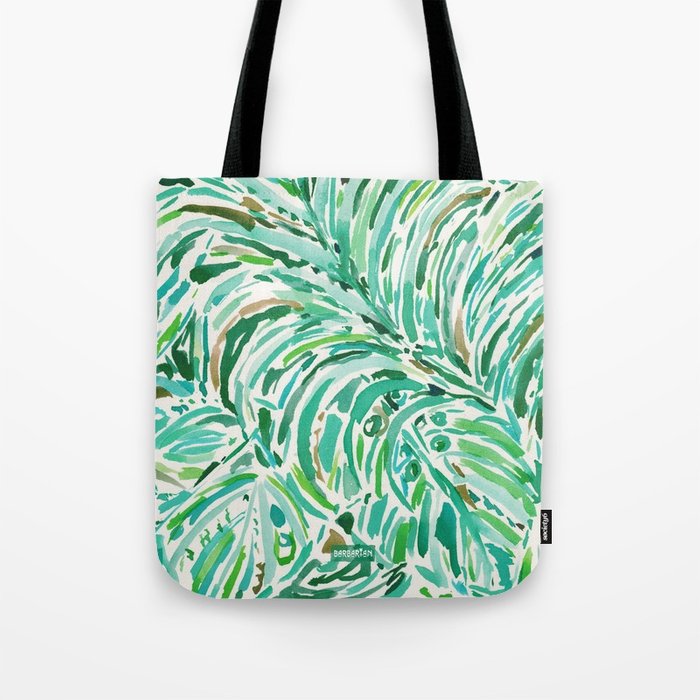 700x700 Lush Freedom Watercolor Palm Print Tote Bag By Barbraignatiev