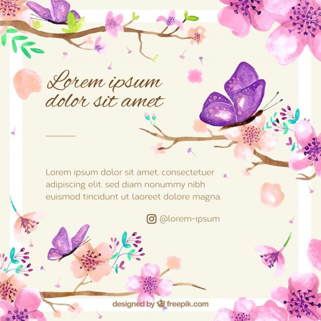 626x626 Fundo De Flor De Cerejeira Com Aquarela Floral Wedding Card