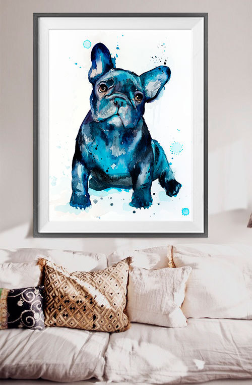 500x763 French Bulldog Watercolor Painting Print