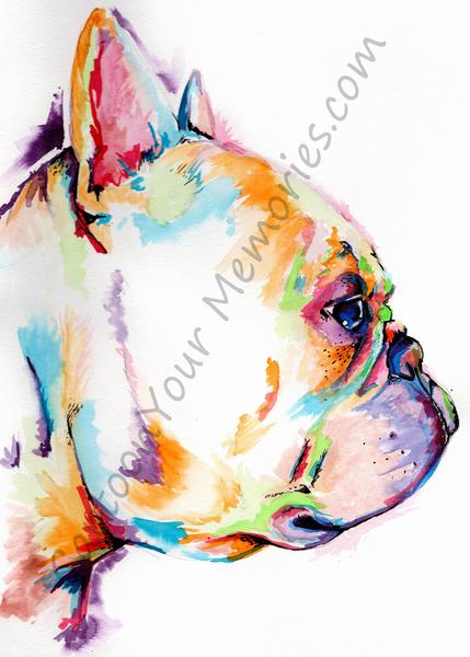 429x600 French Bulldog Watercolor Print Cartoon Your Memories