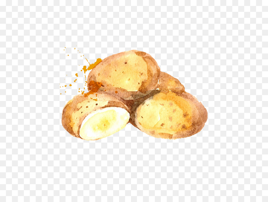 900x680 French Fries Fried Chicken Potato Cake Watercolor Painting