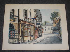 300x225 French Watercolor Painting Sign G Lambert 1962 Georges Ebay