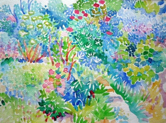 640x475 Fred Yates French Countryside Path Watercolour Painting