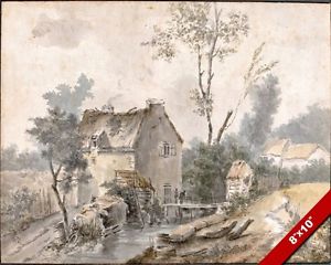 300x240 French Mill Amp Farmhouse 18th Century Watercolor Painting Art Real