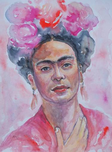 375x508 Frida Kahlo Original Watercolor Painting By Anna Marinova