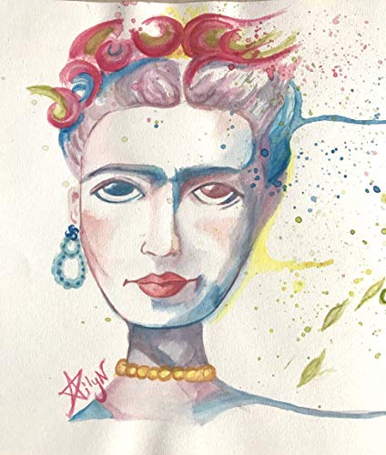 424x500 Frida Kahlo Watercolor Drawing Handmade