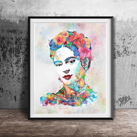 570x569 Frida Kahlo Watercolor Print Wall Art Prints Frida Kahlo Art Etsy