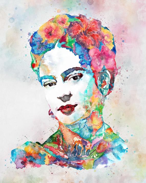 570x713 Frida Kahlo Watercolor Print Wall Art Prints Frida Kahlo Art Etsy