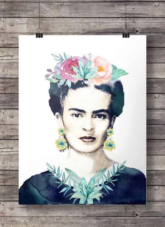 570x784 Frida Kahlo Watercolor Flowers Printable Although I Wish They Kept