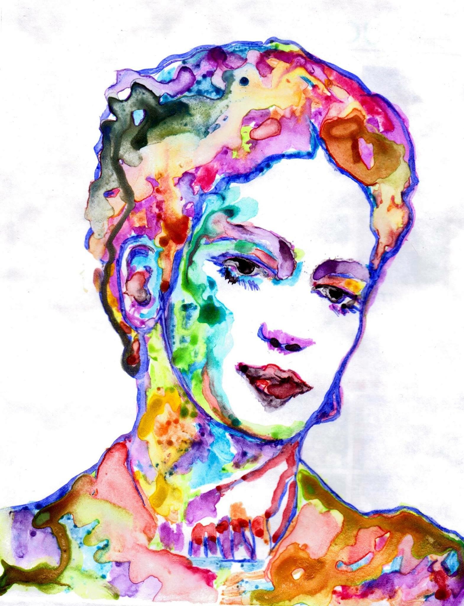 1569x2048 Frida. Watercolor Monoprint By G. Ladouceur, 2016. Prints