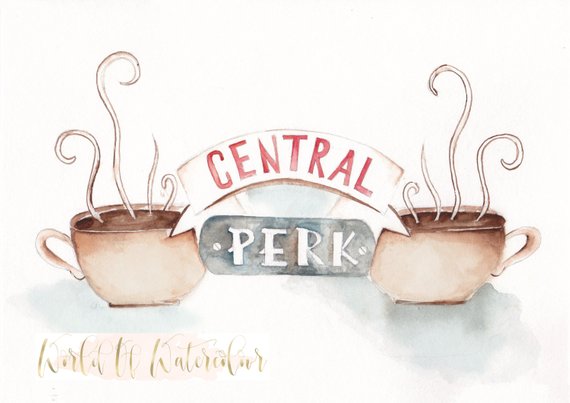 570x403 Central Perk Watercolor Print Friends Watercolor Print