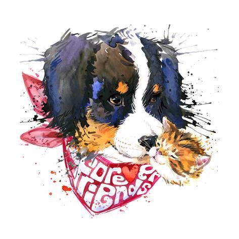 473x473 Dog Companion T Shirt Graphics. Watercolor Dog Illustration