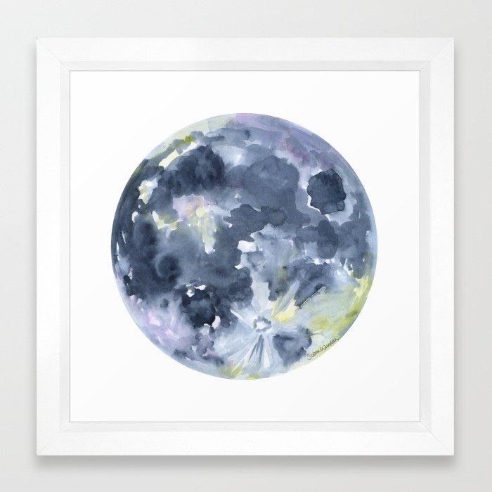 700x700 Full Moon Watercolor Framed Art Print By Susanwindsor Society6