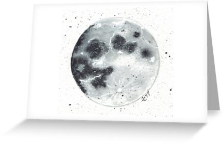 441x283 Full Moon Watercolor Greeting Cards By Carriannec Redbubble