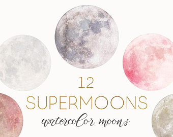340x270 Moon Watercolor Etsy