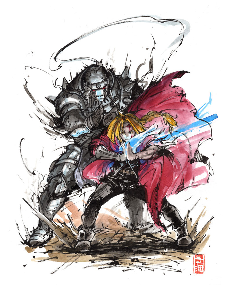 808x990 Elric Brothers Sumi And Watercolor By Mycks