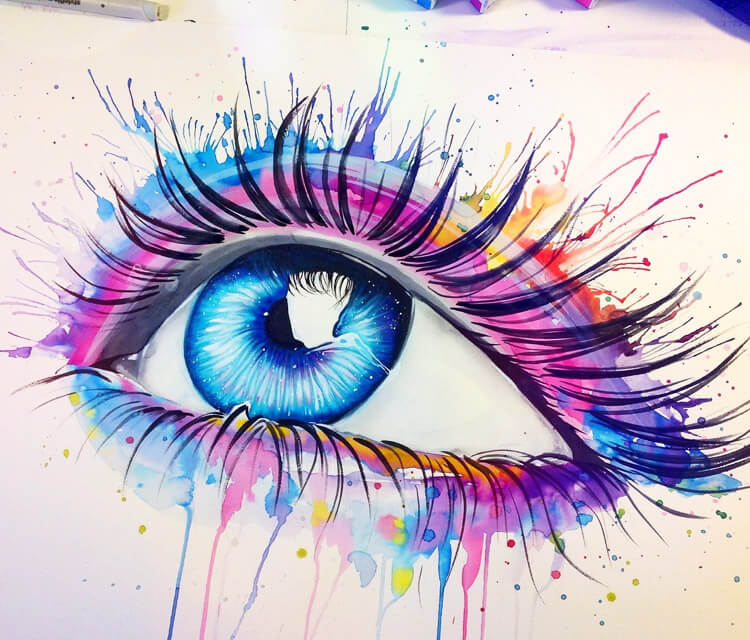 750x640 Eyes Is Just Fun Watercolor Painting By Pixie Cold No. 2389