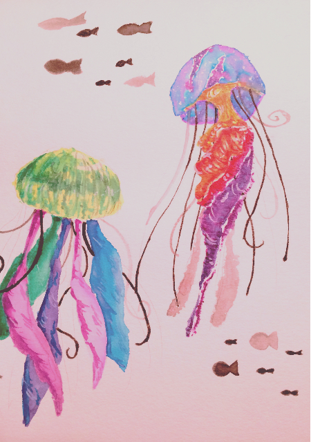 450x640 Painted Some Funky Watercolor Jellyfish