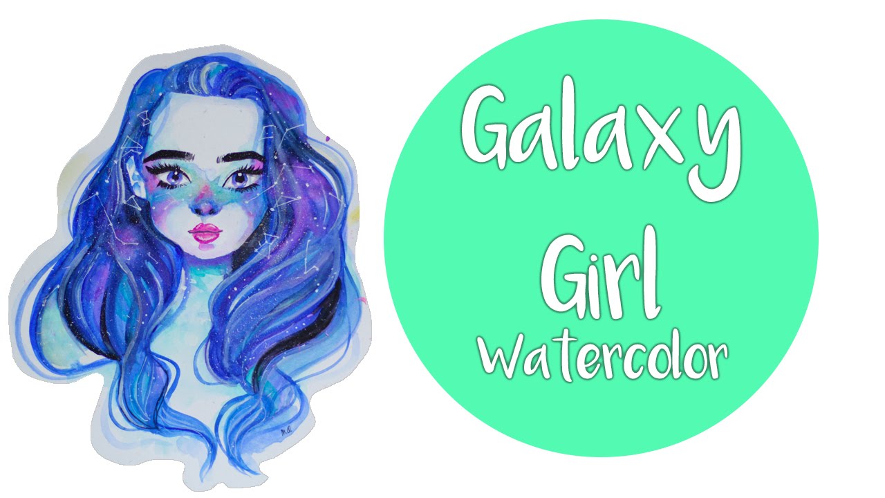 1280x720 Galaxy Girl Watercolor Painting + Timelapse + Speed Painting