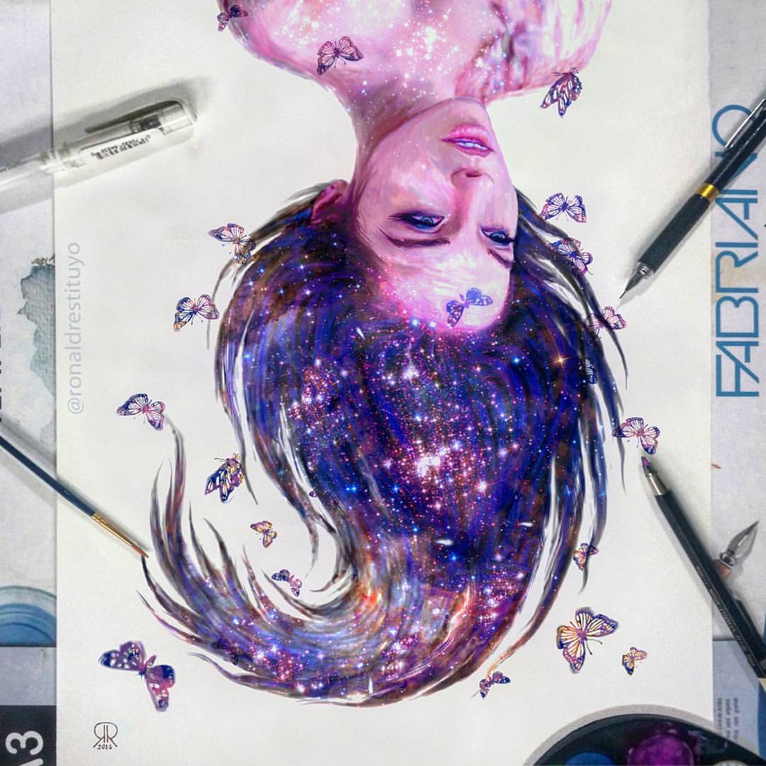 1080x1080 Galaxy Girl Painting Ronald Restituyo Art