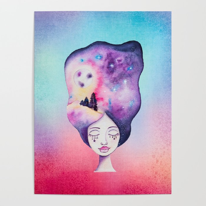 700x700 Galaxy Moonscape Hair Whimsical Girl