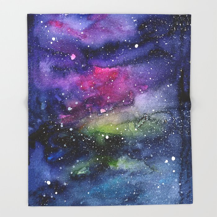700x700 Galaxy Watercolor Night Sky Painting Nebula Art Throw Blanket By