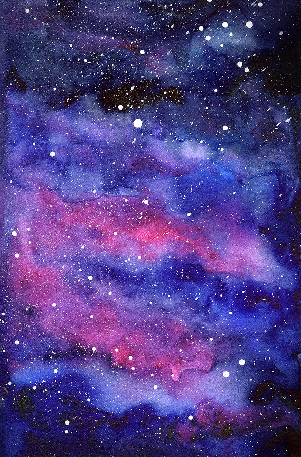 594x900 Watercolor Galaxy Pink Nebula Painting By Olga Shvartsur