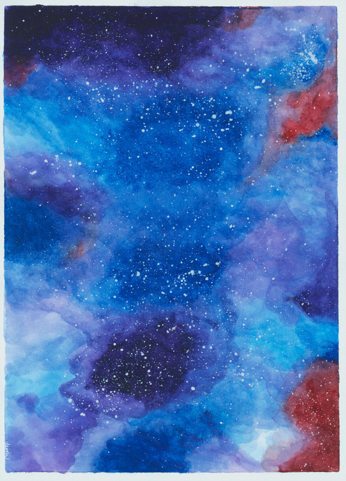 498x691 Galaxy Watercolor Painting
