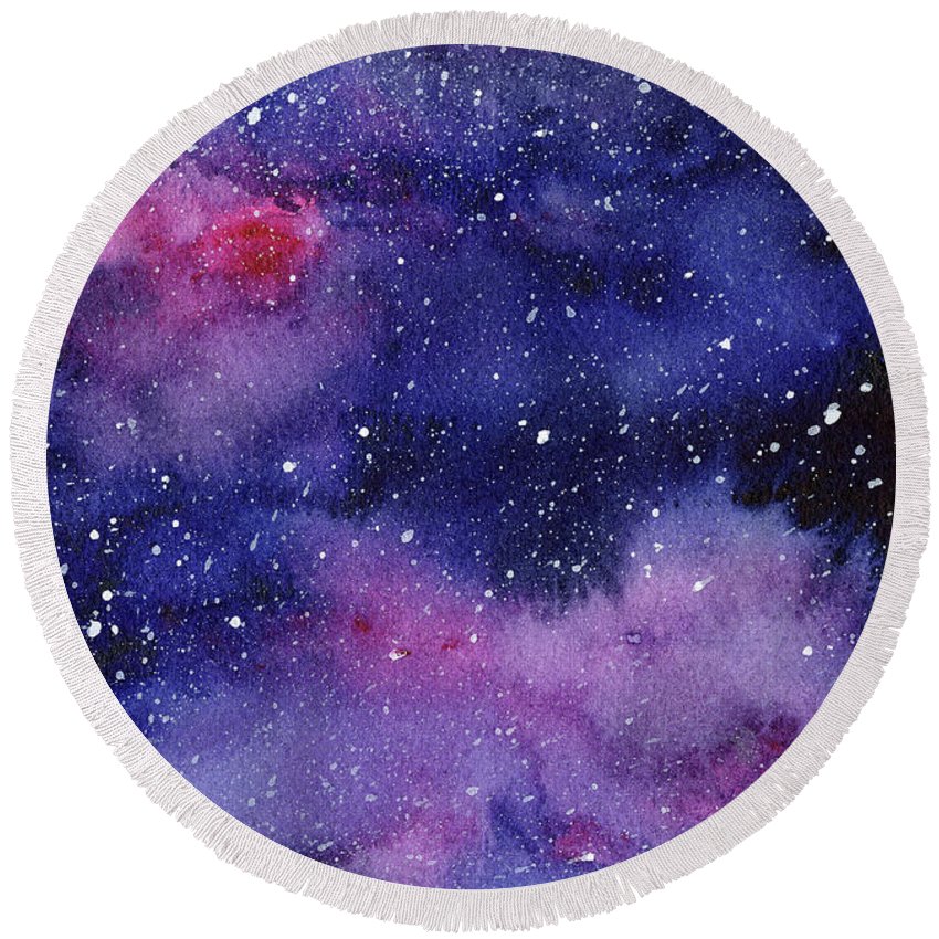 850x850 Nebula Watercolor Galaxy Round Beach Towel For Sale By Olga Shvartsur