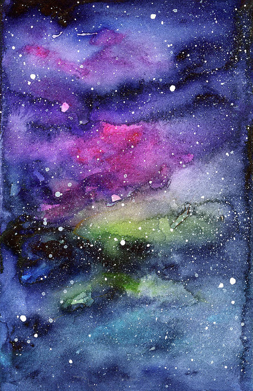 519x800 Rainbow Galaxy Watercolor Art Print By Olga Shvartsur