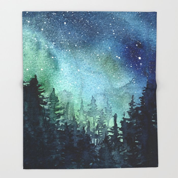 700x700 Galaxy Watercolor Space Night Sky Nebula Painting Aurora Throw