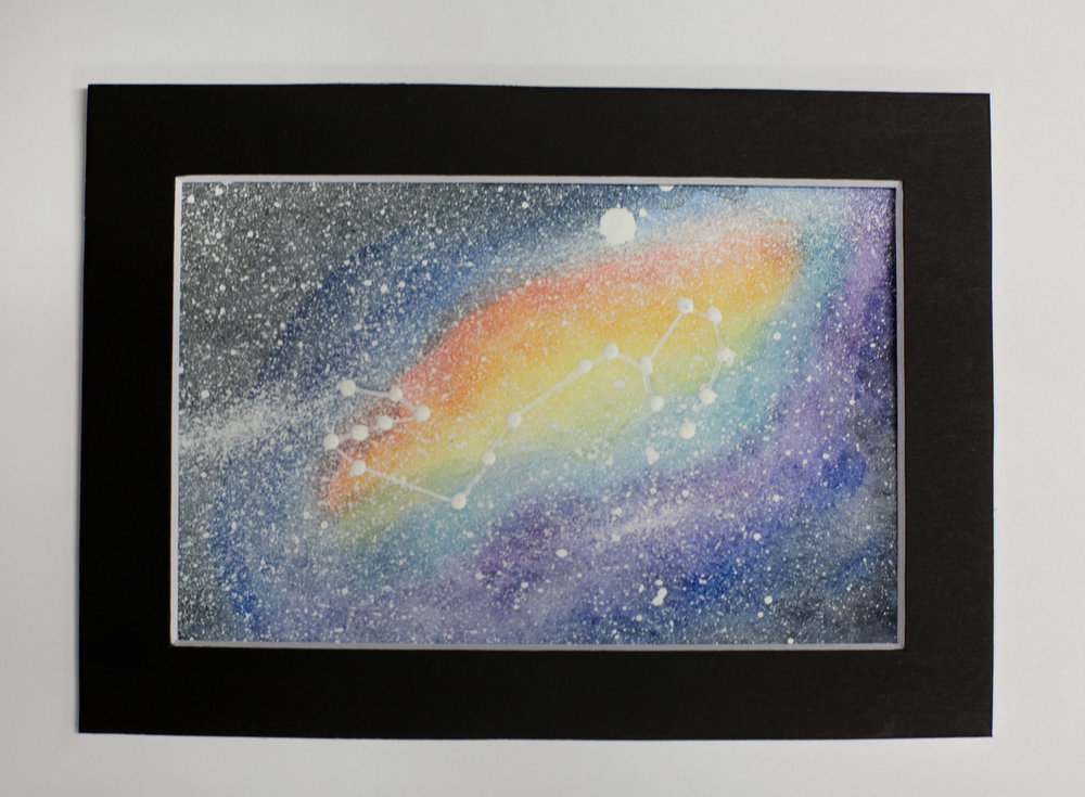 1000x735 Galaxy Watercolor Constellation Painting