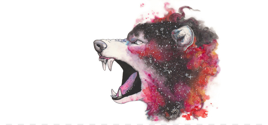 900x420 Gray Wolf Watercolor Painting Drawing Galaxy