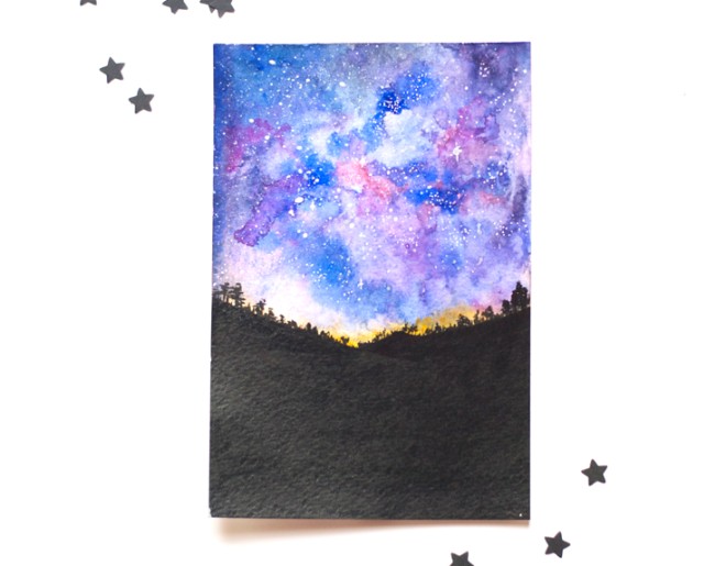 660x515 How To Paint A Watercolor Galaxy, Nebula And Night Sky 10 Tutorials