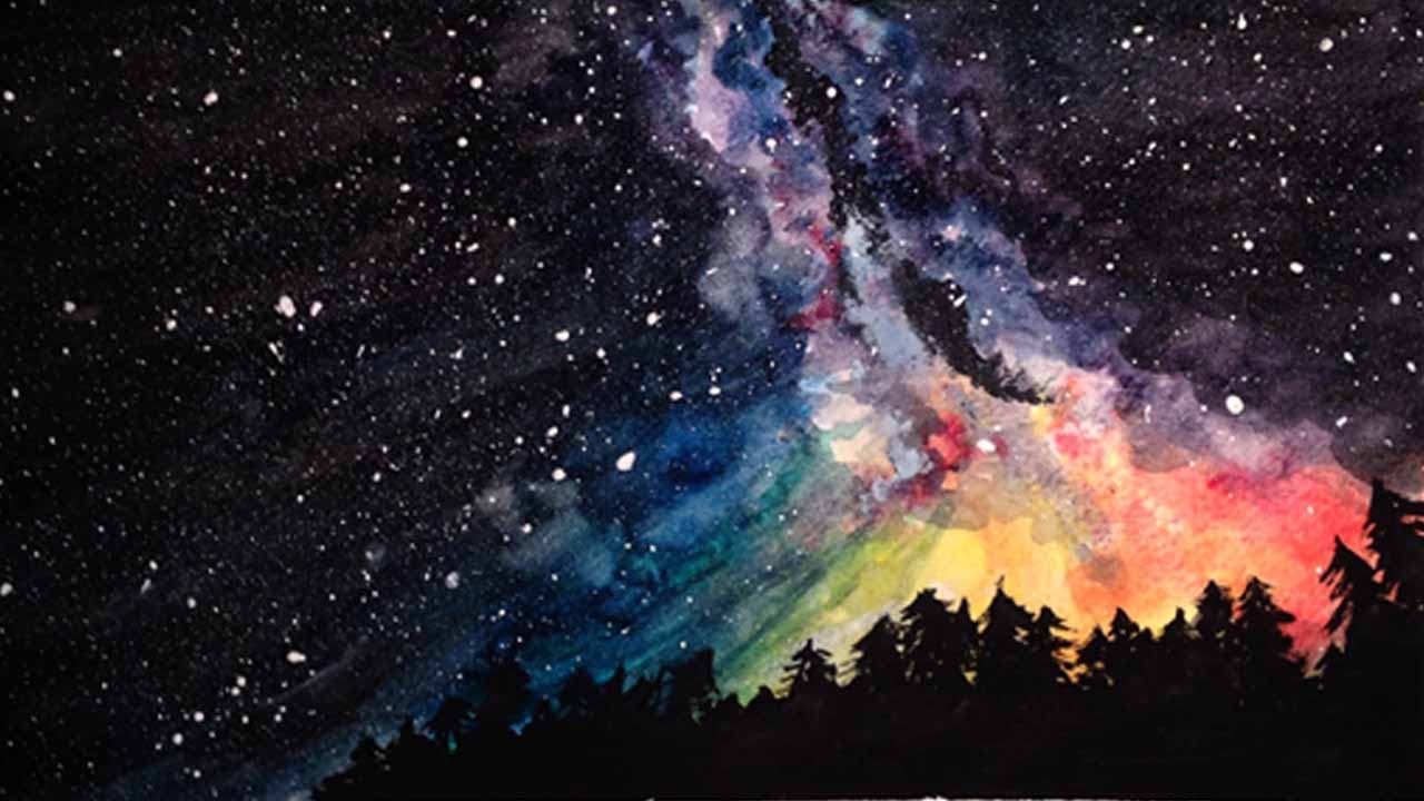 1280x720 Speed Painting Stargazing Watercolor Galaxy