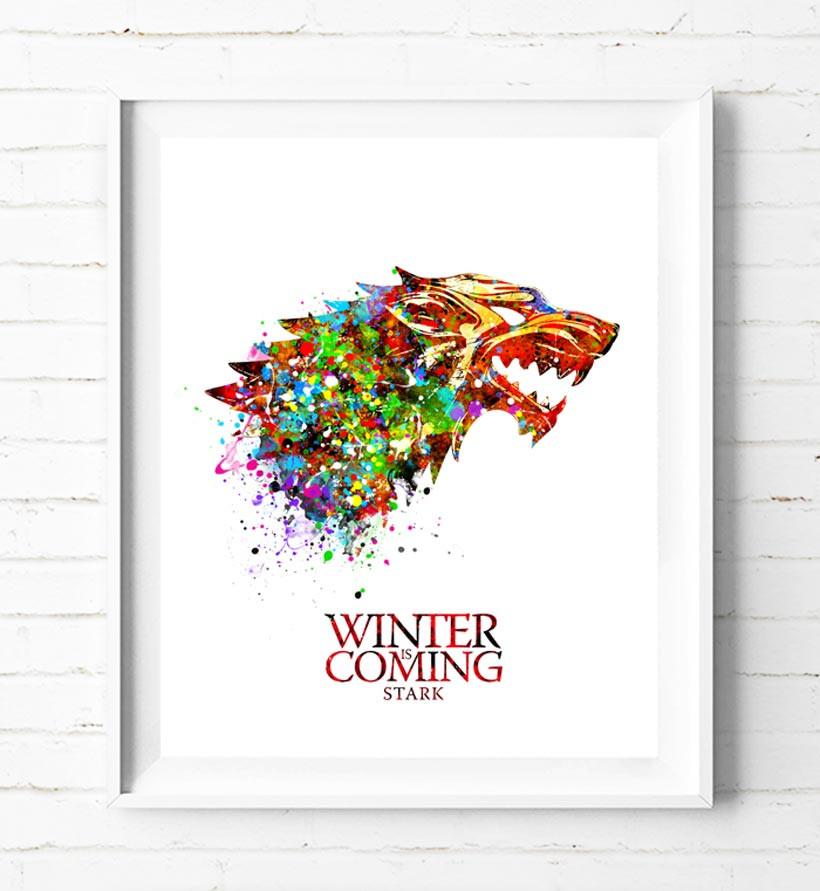 820x891 Game Of Thrones Poster House Stark Art Print Watercolor Painting