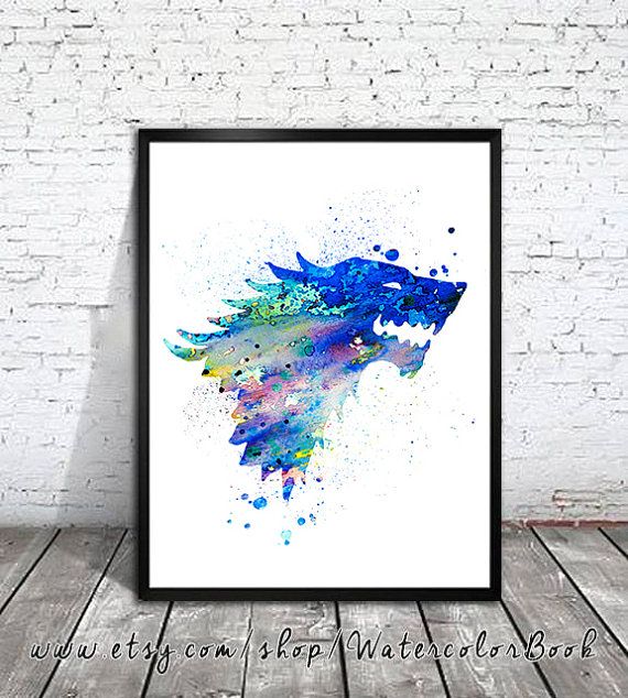 570x634 House Stark Watercolor Print, Game Of Thrones Art, Watercolor Art