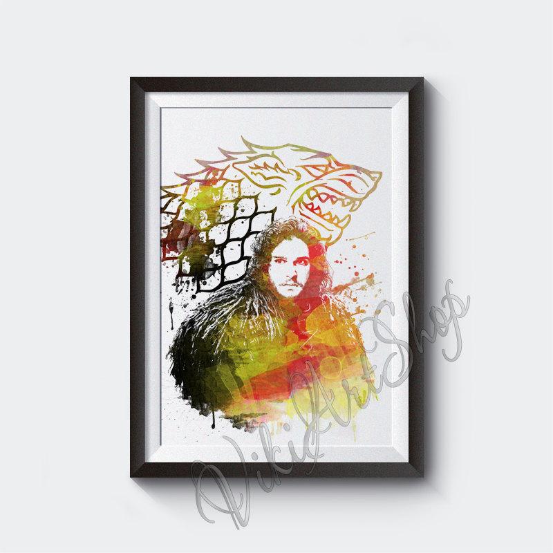 800x800 Jon Snow Watercolor Art Poster Print, Game Of Thrones Art Poster