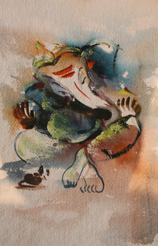 661x1024 Ganesha By Artist Ayaan Group Religious Art Watercolor Paintings