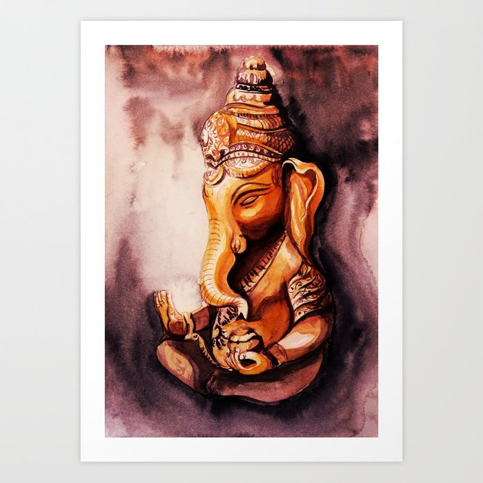 700x700 Ganesha Watercolor. Meditation Concept. Art Print By