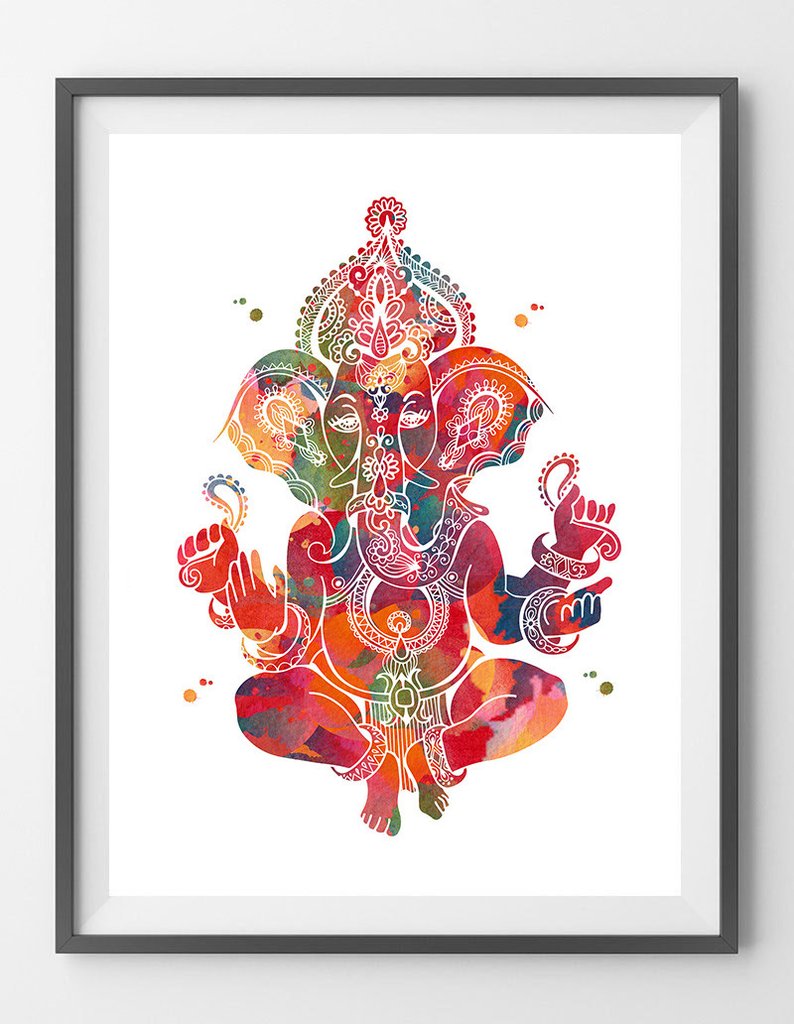 794x1024 Indian God Ganesha Watercolor Print Mimiprints