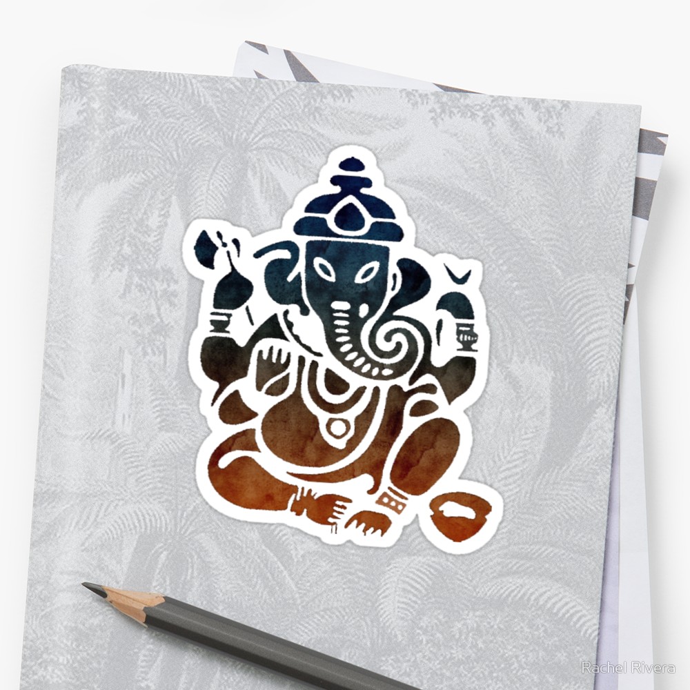 1000x1000 Shri Ganesha Watercolor Design Stickers By Rachel Rivera Redbubble