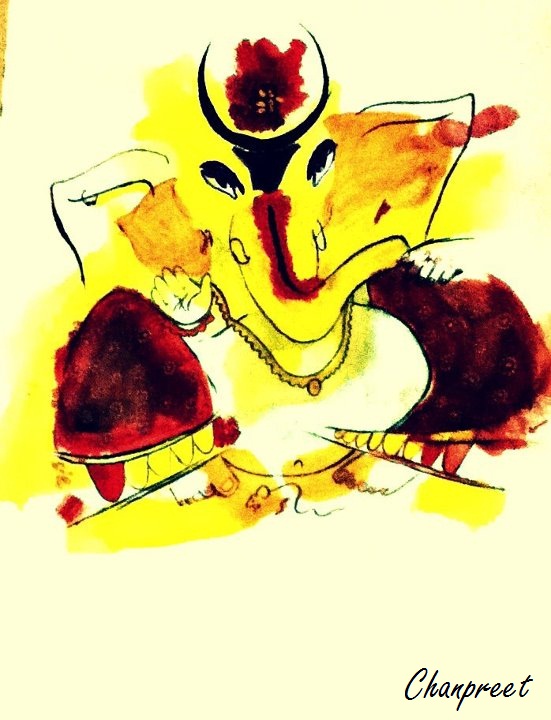551x720 Watercolor Painting Of Shri Ganesh Ji