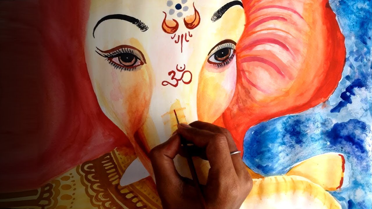 1280x720 Ganpati Drawing Ganpati Water Colour Drawing Watercolour