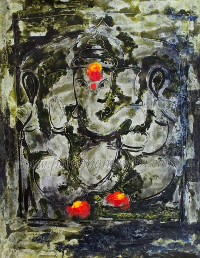 412x531 Lord Ganesha Wall Art Print Painting Mantra