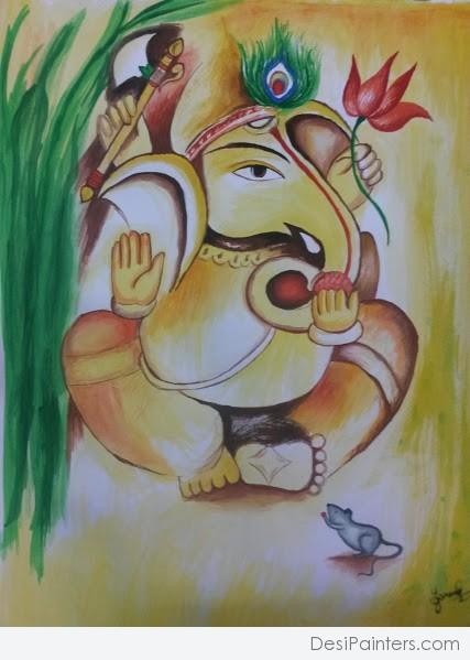427x599 Watercolor Painting Of Lord Ganesh