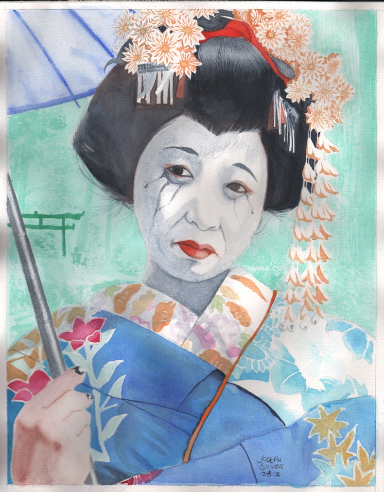 790x1012 Geisha Watercolor By Josephlsilver