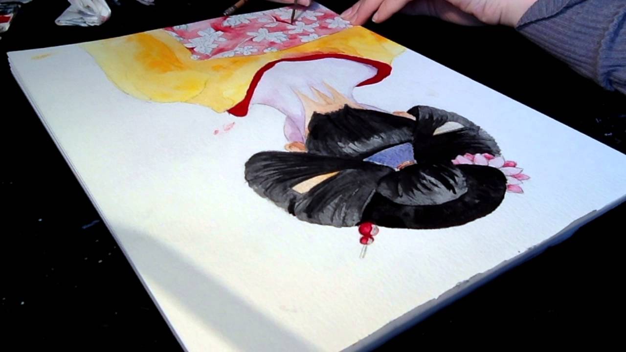 1280x720 Geisha Watercolor (Speed Painting)