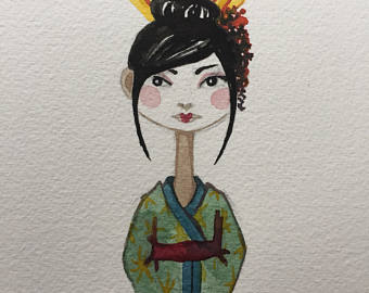 340x270 Geisha Watercolor Etsy