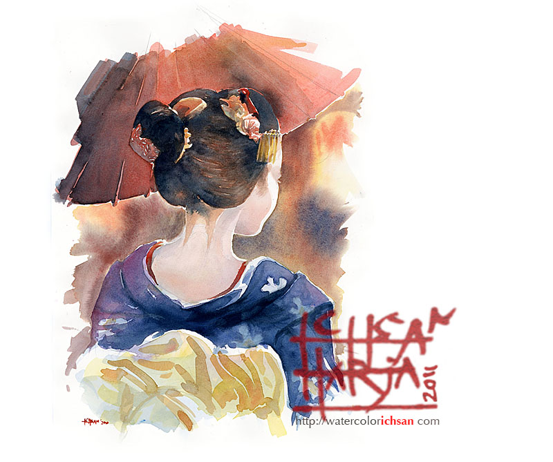 800x669 A Maiko Ichsan Harja Watercolor Painting